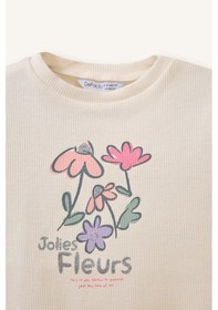 Resim Defacto Bisiklet Yaka Floral Fitilli Kaşkorse Uzun Kollu Tişört Kız Bebek H3000a526smwt47 Beyaz-wt47 