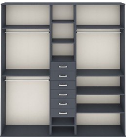 Resim Arges Dolap 10 Raflı 6 Çekmeceli 3 Askılı 220x30x243 Antrasit-antrasit/antrasit Antrasıt/antrasıt 