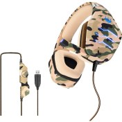 Resim Digital Computer Home Ovleng Q9 Kamuflaj Kablolu Oyun Kulaklığı Stereo Subwoofer LED Işıklı E-Spor Kulaklık USB 7.1 Kanallı Kulak Üstü Ayarlanabilir Kulaklık-Camo Yeşil (Yurt Dışından) 