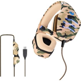 Resim Digital Computer Home Ovleng Q9 Kamuflaj Kablolu Oyun Kulaklığı Stereo Subwoofer LED Işıklı E-Spor Kulaklık USB 7.1 Kanallı Kulak Üstü Ayarlanabilir Kulaklık-Camo Yeşil (Yurt Dışından) 