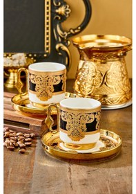 Resim Cooker Royal Crest 90 Ml 2 Kişilik Porselen Kahve Fincan Takımı Ckr3870 Siyah 