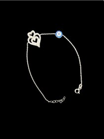 Resim Nazar Boncuğu Ve Kalp Figür Zirkon Taşlı 925 Ayar İthal Gümüş Bileklik Zarafetin Büyülü İfadesi Gümüş 