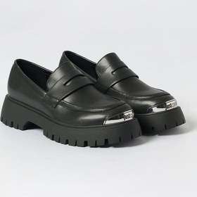 Resim Kadın Nibel Mocassıno Metal Burunlu Kalın Tabanlı Loafer Ayakkabı - Siyah Nero 