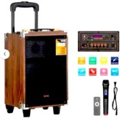 Resim Baab B-Q8 Taşınabilir Ahşap Şarjlı Bluetooth Hoparlör Rms 8 Inc Müzik Çalar Ses Sistemi 