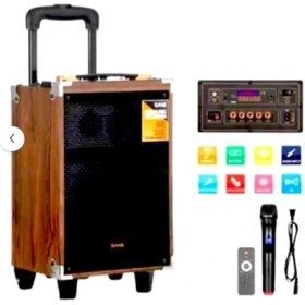 Resim Baab B-Q8 Taşınabilir Ahşap Şarjlı Bluetooth Hoparlör Rms 8 Inc Müzik Çalar Ses Sistemi 