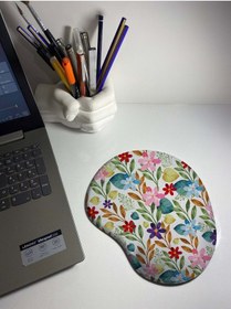Resim Çiçek Desenli Baskılı Bilek Destekli Mouse Pad Mousepad 