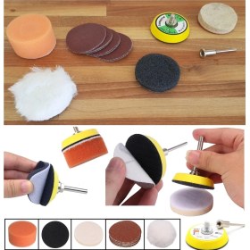 Resim Depolife Dremel Proxxon Makineleri Için Polisaj Seti Cırtlı Taban Yün Keçe Zımpara Bone Skoch Sünger 16 Pcs 