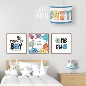 Resim Popcorn Kids Monster Daire Sarkıt Aydınlatma (Large) 