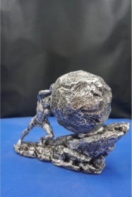 Resim Antik Yunan Kralı Sisifos Heykel Biblo Ev Dekor Hediyelik Aksesuar Gümüş 