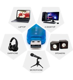 Resim Aogo USB Ses Kartı 3D Sound Tak Kullan Mic Kulaklık Mikrofon Çıkışı Masaüstü Dizüstü Harici Ses Kartı 