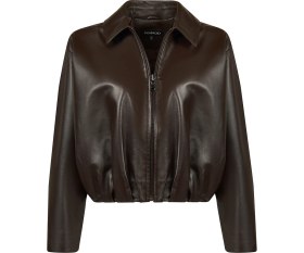Resim Derimod Como Kadın Kahverengi Oversize Deri Ceket 26SGD5645U6 