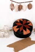 Resim Ottoman Pouffe İskandinav El Yapımı Hakiki Kuzu Derisi Bohem Bahçe Balkon Bungalov Puf Minder 60x30cm(DOLGULU) 