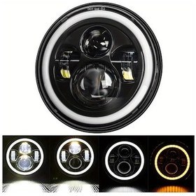 Resim Tongdashop 4 Boncuklu 7 Inç Çift Xunda Led Motosiklet Farı 3000 Lümen H4 Yakın Uzak Işık 
