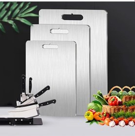 Resim Çift Taraflı Paslanmaz Çelik Kesme Tahtasından Oluşan 3 Parçalı Sıcak Set - Küf Ve Neme Dayanıklı Çok Renkli 