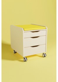 Resim Creo Mobili Çekmeceli Tekerlekli Sirius Keson, Oturulabilir Ofis Ve Ev Komodini, Ekru/sarı 