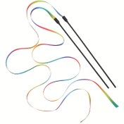 Resim 1 adet Gökkuşağı Çizgili Kedi Oyuncakları, Düğüm Kuyrukları ile - Tüm Irklar için Dayanıklı Plastik Etkileşimli Evcil Hayvan Oyuncakları, Oyun ve Rahatlama için Renkli Desenler, Toksik Olmayan, Pil Gerektirmez, Gökkuşağı Kedi Oyuncakları 