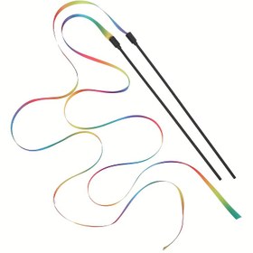 Resim 1 adet Gökkuşağı Çizgili Kedi Oyuncakları, Düğüm Kuyrukları ile - Tüm Irklar için Dayanıklı Plastik Etkileşimli Evcil Hayvan Oyuncakları, Oyun ve Rahatlama için Renkli Desenler, Toksik Olmayan, Pil Gerektirmez, Gökkuşağı Kedi Oyuncakları 
