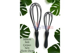 Resim Feyza Design 2’li Silikon Kek ve Sos Çırpıcı Seti, Çok Amaçlı Çırpıcı, Siyah 