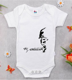 Resim Bk Kids Atatürk Temalı Beyaz Bebek Body Zıbın-21 Çok Renkli 