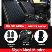 Resim Kumaş Üçlü Koltuk Minderi, Terletmeyen, Ergonomik, Siyah ve Mavi Renkli 