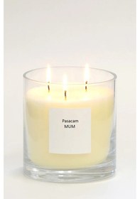 Resim El İşçiliği Cam Vazo İçerisinde El İşçiliği Mum Lavanta Kokulu 19cm X 20cm Dev Boy Bej 