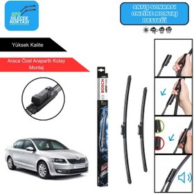 Resim Skoda Octavia Uyumlu 2013-2019 Bosch Aerotwin Araca Özel Ön Silecek Takımı 600-475mm 