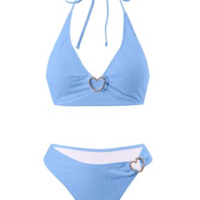 Resim Zarif Kadın Bikini Takımı - Düz Renk ve Taş Detaylı, Yüksek Esneklikli Kumaş, Makinede Yıkanabilir - Spa ve Plaj Tatilleri İçin Mükemmel 