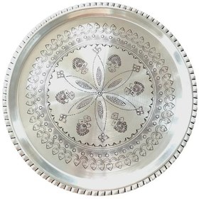 Resim Bakır Şark Köşesi Tepsi 30 Cm Gümüş 