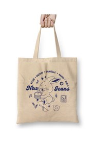 Resim Toyaso NewJeans Kpop Beyaz Bez Çanta Uzun Saplı Alışveriş Çantası Plaj Çantası 