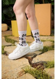 Resim Oyun Konsolu Desenli Unisex Kolej Çorap Lila 