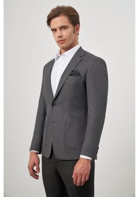 Resim İmza Koyu Antrasit Kazayağı Desen Bez Ayağı Mono Yaka Tam Astar Çift Yırtmaç 2 Düğme 6 Drop Slim Fit Classic Ceket 1002245106 Koyu Antrasit 