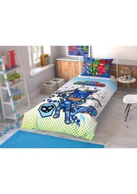 Resim Taç Pj Masks Çek Canlandır Lisanslı Tek Kişilik Nevresim Takımı 