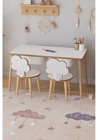 Resim Çocuk Oyun Aktivite Masası 2 Sandalyeli Çekmeceli Çocuk Masası - Bulut Çok Renkli 