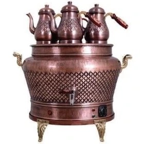 Resim Anka Otantik Ovak Elektrikli 2demlikli Bakır Semaver 