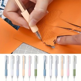 Resim Hassas Kesim Araçları Kalemleri - 1 Adet/6 Adet Seti, Scrapbooking, Sanat Kağıdı için Geri Çekilebilir El Sanatları Bıçakları, Noel ve Şükran Günü Paketleme için Mükemmel - Karışık Renkli Yaratıcı Kesiciler 