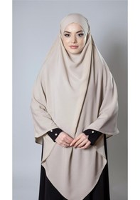 Resim Hürrem Bone Bej Pratik Hazır Geçmeli Tesettür Eşarp Medine İpeği Bağcıklı Sufle Hijab 2301 12 