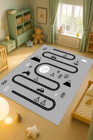 Resim Kessy Home Studio Eğitici Yol Desenli Çocuk Oyun Halısı Dijital Baskı Yıkanablir Kaymaz Taban Çocuk Odası Halısı 2 