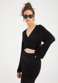Resim SHEISMONO Ultra Soft Bağlamalı Bluz Siyah 