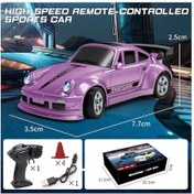 Resim 1/64 Rc Araba 2.4g 4wd Yüksek Hızlı Drift Mini Masaüstü Araba Yarışı Dört Pembe Pembe 