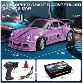 Resim 1/64 Rc Araba 2.4g 4wd Yüksek Hızlı Drift Mini Masaüstü Araba Yarışı Dört Pembe Pembe 