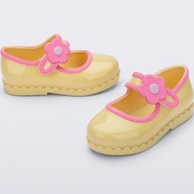 Resim Mini Melissa Hip Ballerina Sarı Pembe Çiçekli Kız Bebek & Çocuk Babeti | 22-30 Numara | Melflex® Vegan | İkonik Kokulu - 30 