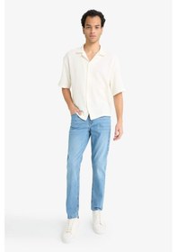 Resim Defacto Boxy Fit Polo Yaka Penye Kısa Kollu Gömlek G3359ax25auer105 Ekru 