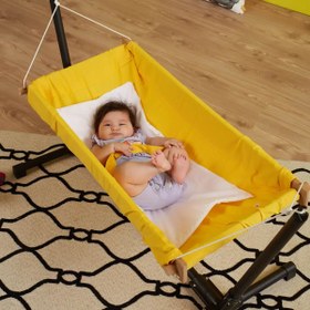 Resim Metal Standlı Ahşap Bebek Hamak - Sarı 