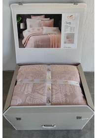 Resim Sevim Tivoli 10 Parça Battaniyeli Kadife Yatak Örtülü Çeyiz Seti Spectra Pudra Pudra 