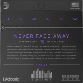 Resim D'Addario XTABR1152 XT 80/20 Bronze Akustik Gitar Teli - Custom Light (11-52) 