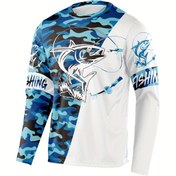 Resim Erkek Okyanus Grafik Baskılı Uzun Kollu Gömlek, Hızlı Kuruyan Uzun Kollu Crewneck Cilt Koruyucu Balıkçılık, Yürüyüş ve Açık Hava Aktiviteleri için, Geometrik Desen, Orta Esneklik, Normal Beden, Yetişkin Günlük Giyim | Grafik Balıkçılık Gömleği | Örgü Yapısı, Yaz Balıkçılık Gömleği 