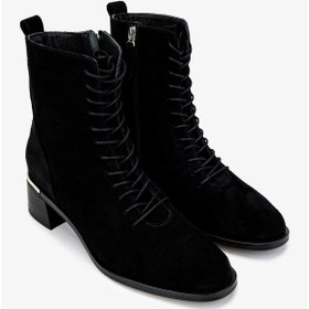 Resim Valmenti Kadın . Siyah Süet Topuklu Bot 312 88112 Bn Bot Sk24-25 Sıyah Suet Siyah Suet 