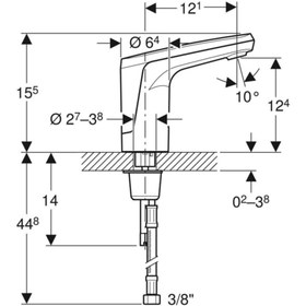 Resim Geberit 116.133.21.1 Type 80 Fotoselli Lavabo Bataryası Tek Su Girişli, Krom, Elektrikli 