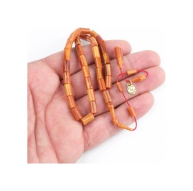 Resim Kadim Katalin Eski Kalemlik Obje Usta İşi İmzalı Kapsül Kesim 7x12mm Tesbih -kahve Sarı Sedefli Kahverengi - Krem 