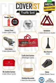 Resim COVERİST Trafik Seti ve İlk Yardım Seti - 4 Yıllık 1 KG Yangın Tüpü - Silver 